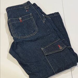 Tommy Hilfiger - 6, wide leg, cargo cropped capri, dark wash